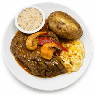 Sirloin steak & shrimp plate